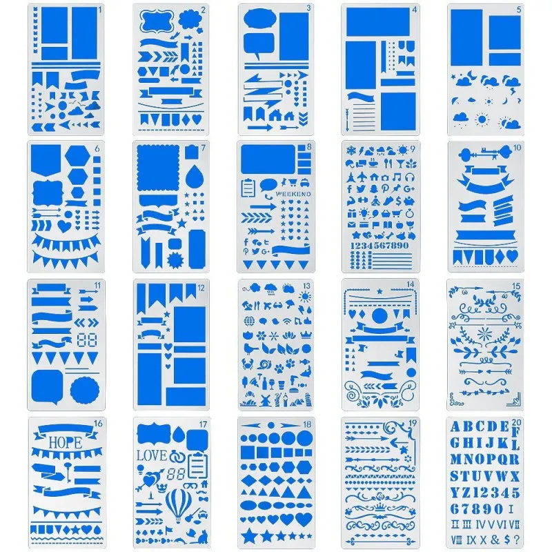 Трафаретов 20 шт. 17,8x10,4 см Пластик планировщик Трафареты журнал/Тетрадь/дневник/блокнот ручной работы шаблон чертежа «сделай сам» трафарет