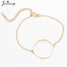 Jisensp Simple Round Stainless Steel Bracelets for Women Adjustable Gold Bracelet Bangles Lady Bridesmaid Gift pulseras