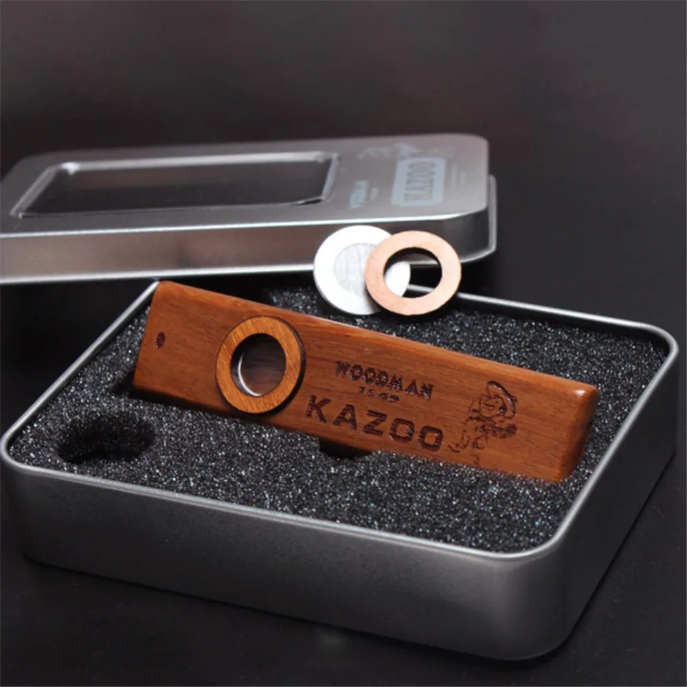 Мини деревянная гармоника Kazoo с металлическим чехлом для любителей музыки Изысканная гитара укулеле аккомпанемент orff инструменты