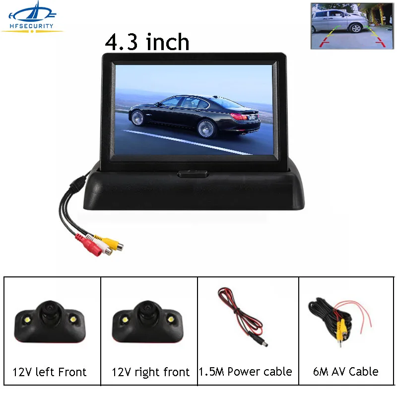 Складной автомобильный мини монитор заднего вида HF 480X272P 4 3 дюйма HD с камерой TFT ЖК