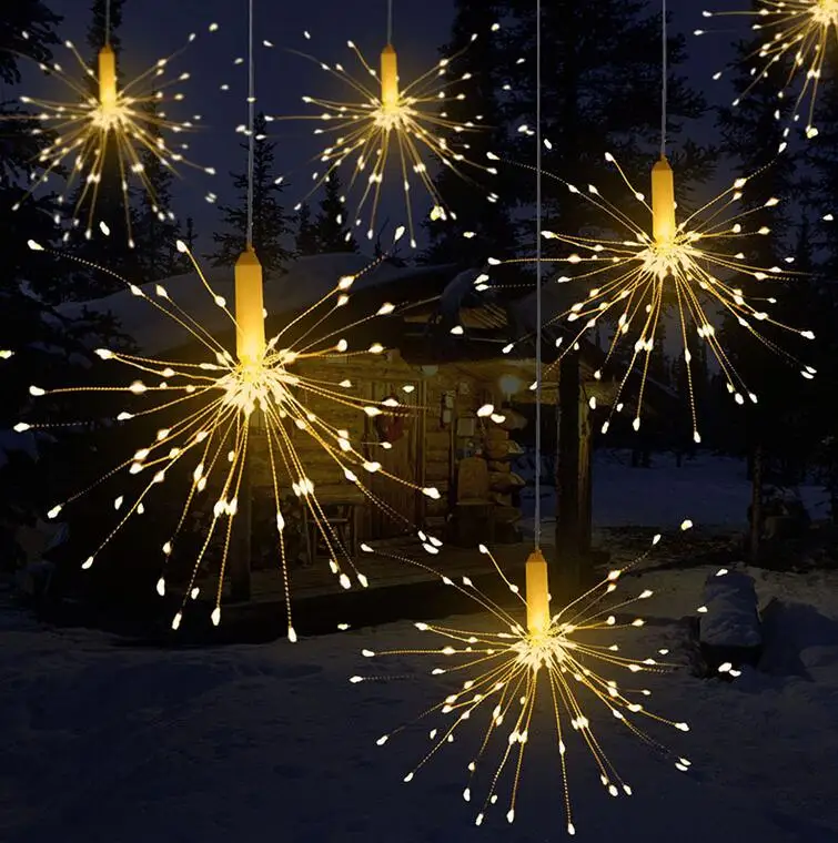 8 modes Battery Powered Fairy DIY Firework Xmas Explosion Wedding Light copper wire Hanging