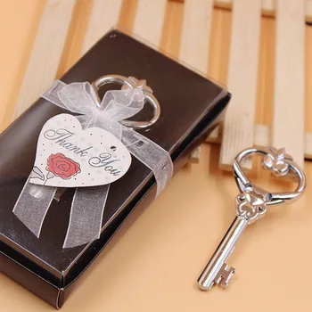 

free shipping 80pcs "key to your heart" alloy key bottle opener in black gift box with thank you card wedding favors and gifts