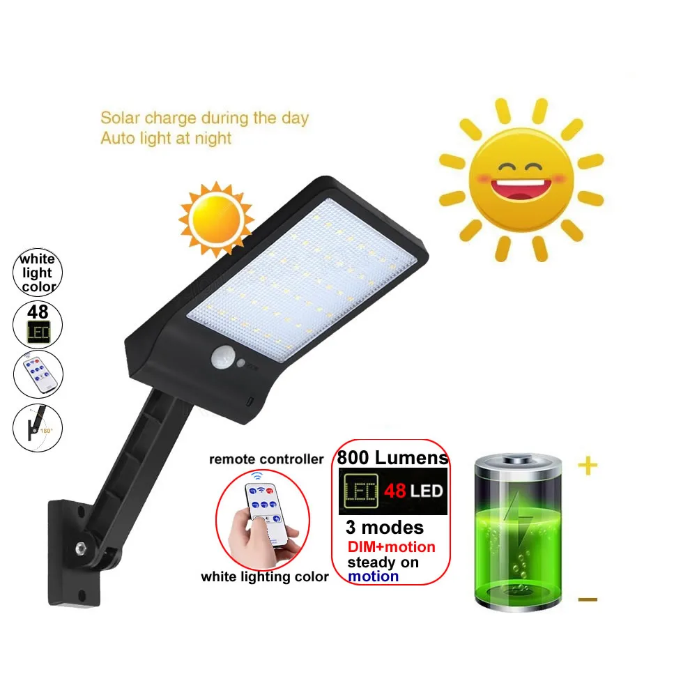 48 led Solar Light PIR Motion Sensor Powered Garden Lights IP44 Waterproof Lawn Lamp Landscape Spot Lamps | Освещение