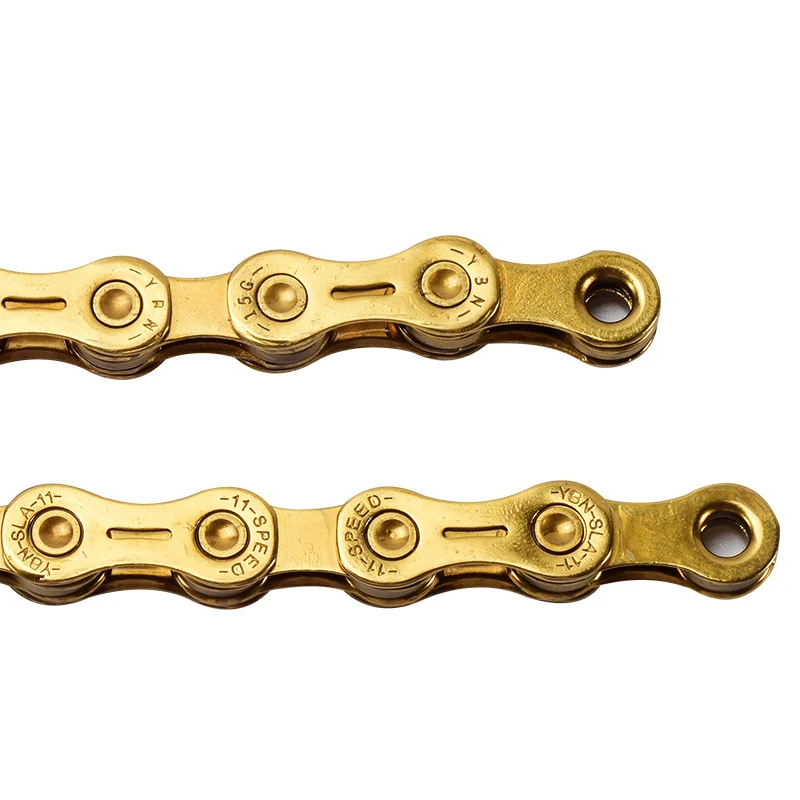 Discount Ultralight YBN Bicycle MTB Golden Semi Hollow SL Chain Mountain Bike Road Bicycle Parts Durable Gold 11s 10s Speed Bike Chain 4