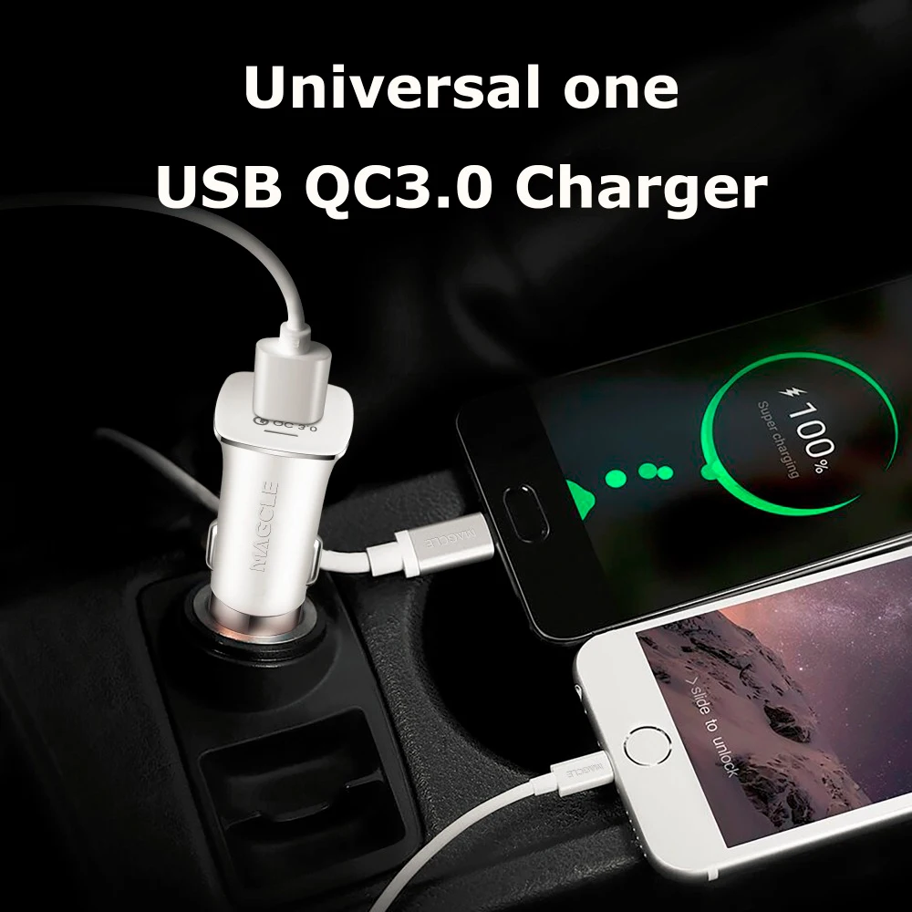 Mi ni автомобильное зарядное устройство для мобильного телефона 15 Вт QC3.0 usb порты 3.1A Быстрая зарядка DC 12-24 В для iPhone 6 7 XS для Xiaomi mi 8