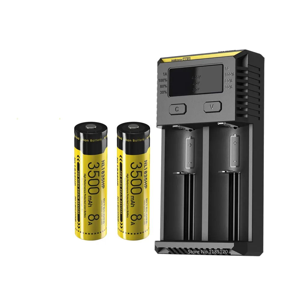 

NITECORE NEW I2 battery Charger OLED Screen Smart Charger + NITECORE 18650 8A 6V 12.6Wh NL1835HP li-ion rechargeable battery