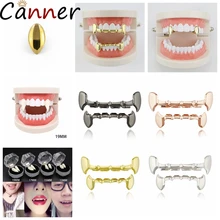 Набор в стиле хип-хоп с золотыми зубами, с верхней частью, в стиле панк, с зубами, Grillz, Groll, зубы вампира, ювелирные изделия, подарки на Хэллоуин, рэппер, ювелирные изделия F40