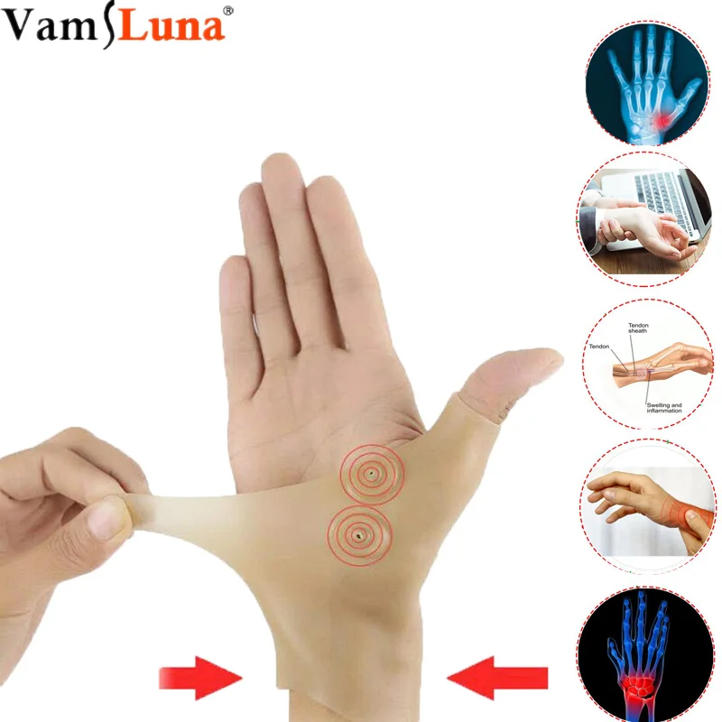 

Silicone Magnetic Therapy Gel Wrist Tenosynovitis Sprained Brace Glove Massager Relieve Arthritis Muscle Pain 2 PC Wrist Brace
