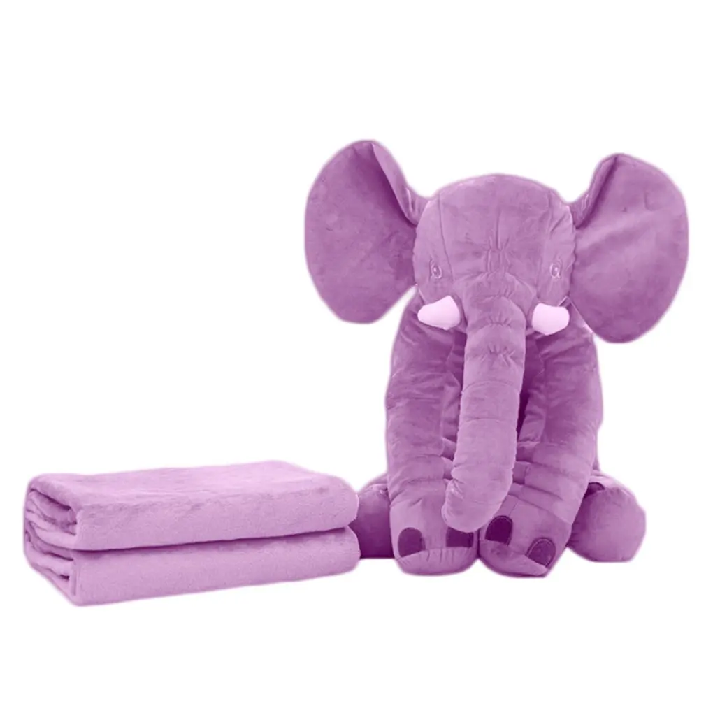 60cm Elephant Stuffed Plush Toy Soothing Pillow Sleeping With Baby Sleeping Doll Comfortable 2 in 1 Pillow Blanket Kids Gifts