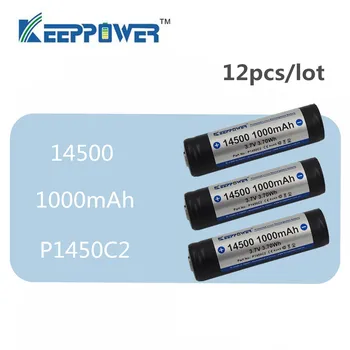 

12pcs KeepPower 14500 Battery 1000mAh 3.7V 3.70Wh Protected Rechargeable Lithium Li-ion Batteries P1450C2 for flashlight vape