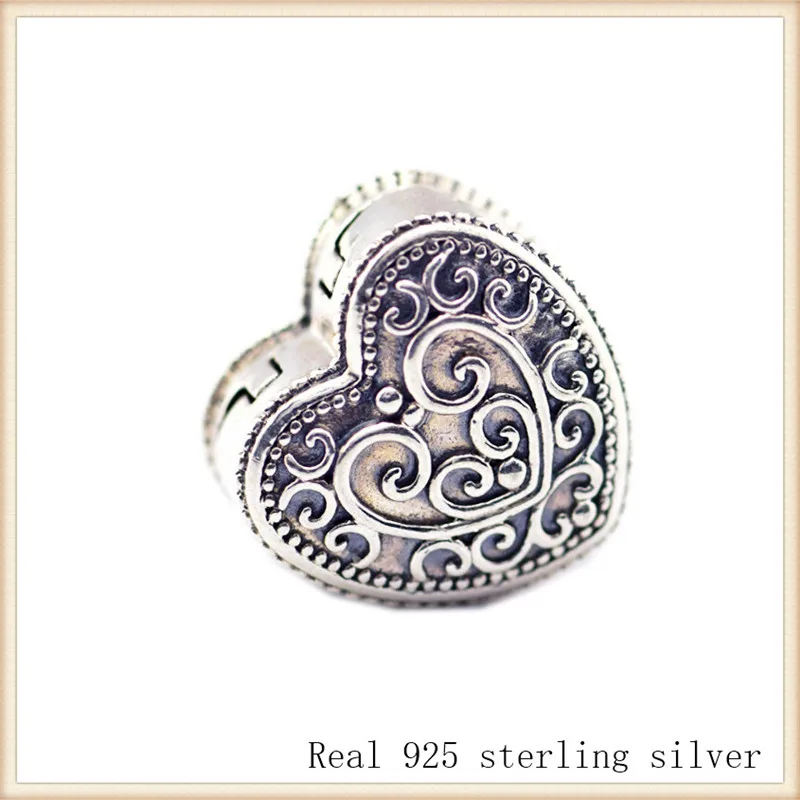 

Beads 100% 925 Sterling Silver Clip Enchanted Heart Beads for Jewelry Making Fit Pandora Bracelets SC048