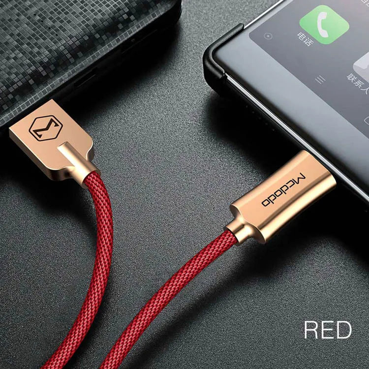 Mcdodo usb type-C кабель 2.4A для xiaomi QC3.0 USB-C кабель для быстрой зарядки мобильного телефона type-C для samsung Galaxy S9 S8 Plus HUAWEI - Цвет: Red