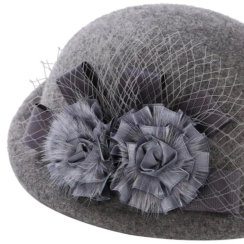 Шерсть простота Для женщин леди классический чародей волос Pillbox Hat цветочный Фетр коктейль свадебное церковь Fedora бассейна cap