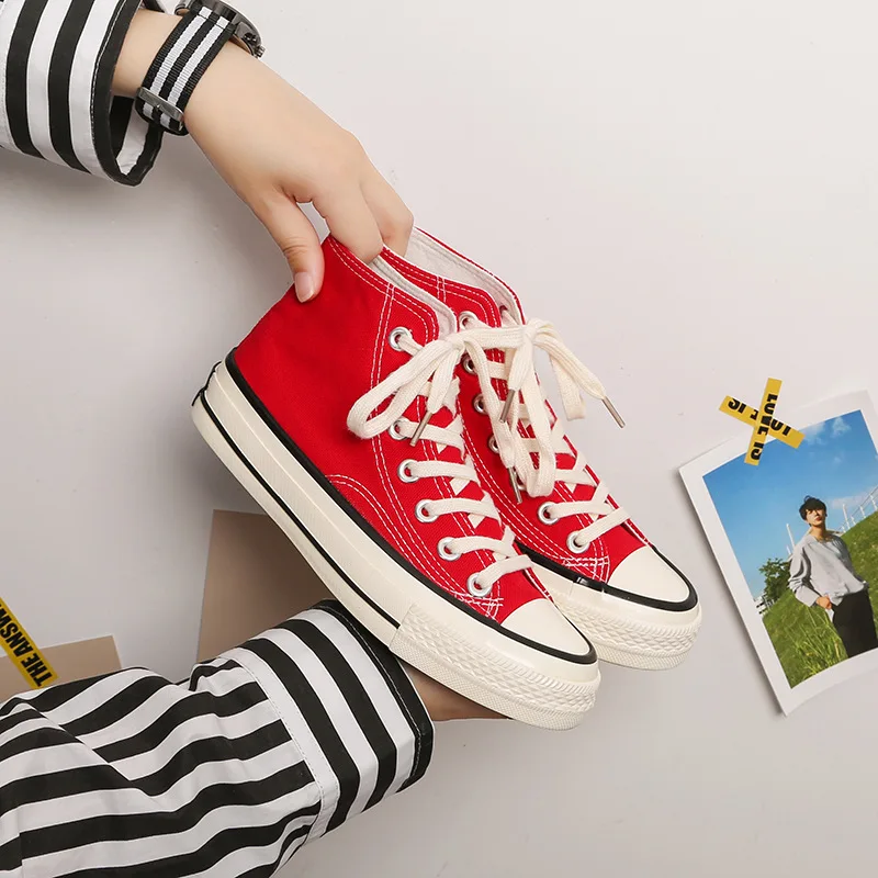 

High Top Women Fashion Canvas Casual Shoes Casual Sneakers Breathable Flat Driving Vulcanize Lovers Walking Shoes Drop Shipping