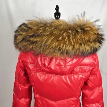 

100% Raccoon Fur Collar Winter Women's Real Fur Collar Neck Cap 75/80cm Collar Soft Fur Scarf Neck Warmer Scarves Fashion