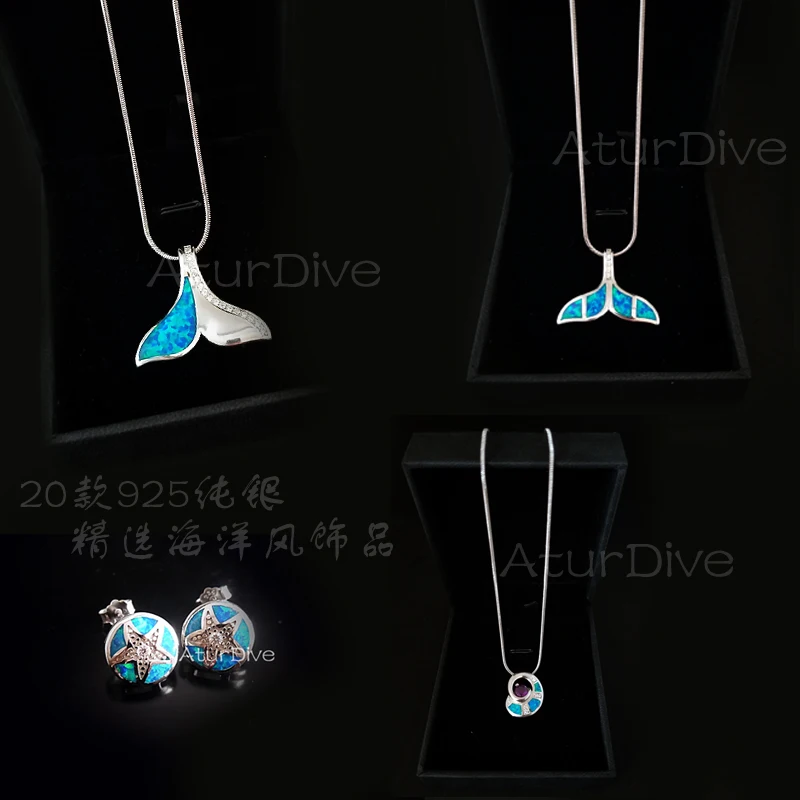 

The diver badge ornaments Sterling Silver Necklace Earrings Jewelry Gift of Marine Biology Platinum plated devil fish shark fish