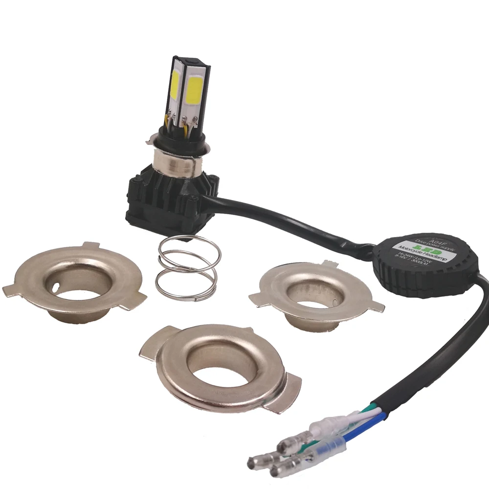 

DIC 2pcs M5 24W LED H4 H6 Hi/Lo Motor headlight 3000LM lighting bulb Lamp Scooter Motorcycle White 4-side COB Light Accessories