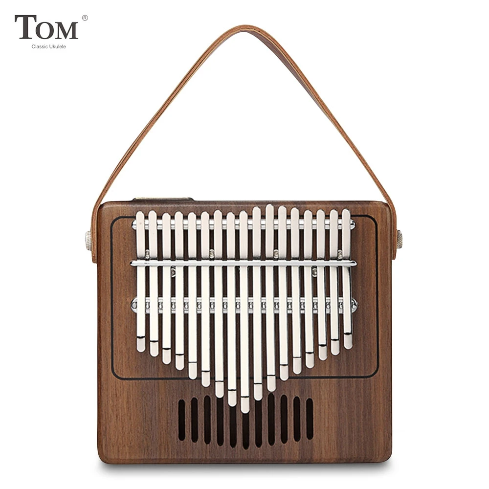 

TK - R1 17-Key Kalimba Thumb Piano Walnut Wood Musical Instrument Special Vintage Radio Shape Magic Music Box With Leather Strap