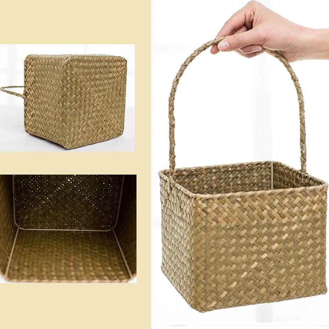 Handmade Wicker Basket Sundries Hanging Rattan Square Straw Storage Home Outdoor Picnic Organizer | Дом и сад