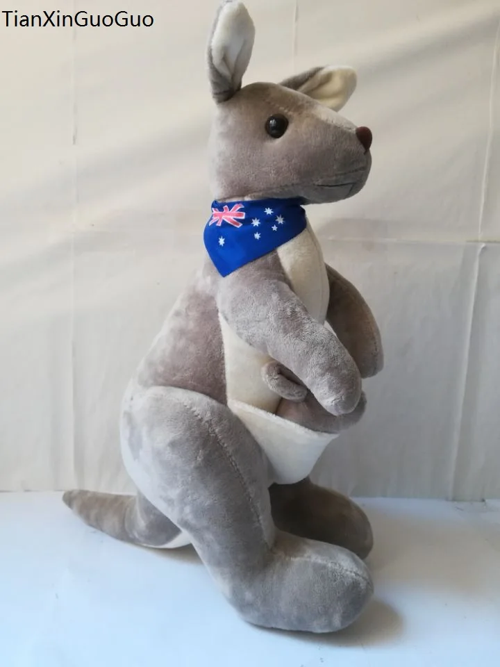 large 45cm lovely kangaroo plush toy blue flag kangaroo soft doll throw