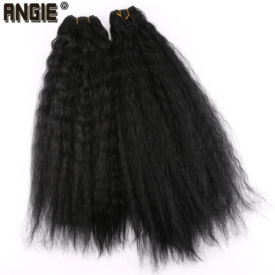 Angie Kinky Straight Synthetic Hair Bundles Sewing Black Synthetic