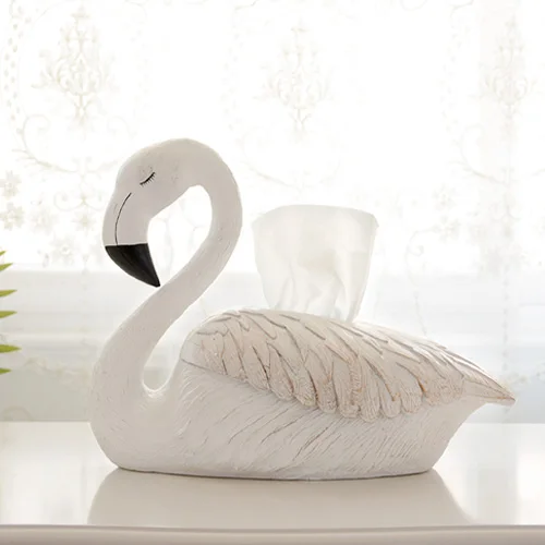 style 2 white Розовый фламинго декорации комнаты коробка ткани гостиной декорации ткани держатель коробки для домашнего декора аксессуары Европа статуя смолы - Цвет: style 2 white