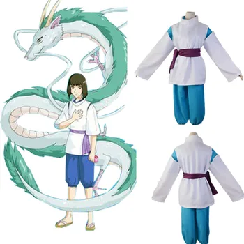 

Spirited Away Sen to Chihiro no Kamikakushi White Dragon Haku Nigihayami Kohakunushi Uniform Cosplay Party Costume Full Set