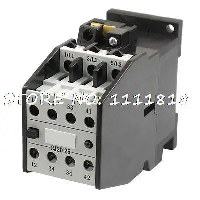 

CJ20-25 3 Poles 3 Phase 2NO 2NC 25 Amp 24 Volts Motor Control AC Contactor