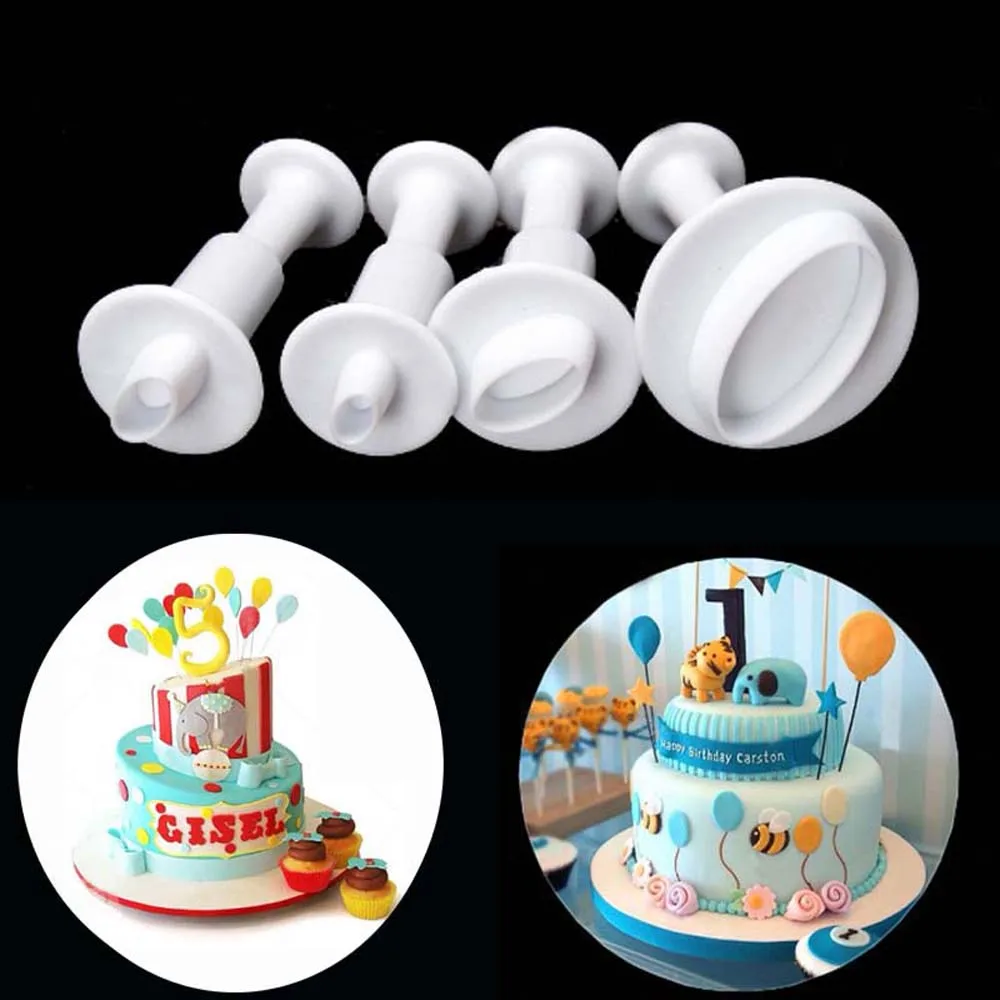 

4PCS DIY Oval Cake Mold Food Grade Plastic Sugarcraft Fondant Plunger Cutters Cookie Mould Baking Tools Kitchen Accessories