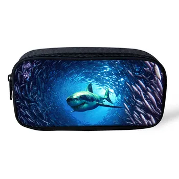 

FORUDESIGNS Women Make Up Large Cosmetic Bag Multicolor Animal Pen Pouch Shark Dolphin School Children Boys Girls Pencil Bag
