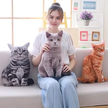 Simulação de pelúcia gato travesseiro macio recheado realista animal almofada sofá decoração dos desenhos animados brinquedo pelúcia crianças miúdo kawaii presente