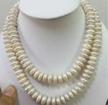 

2row 12-13MM white baroque corn pearl necklace 18" 19"