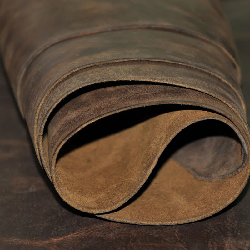Wax horse leather thick genuine leather raw material diy leather 1.8 2