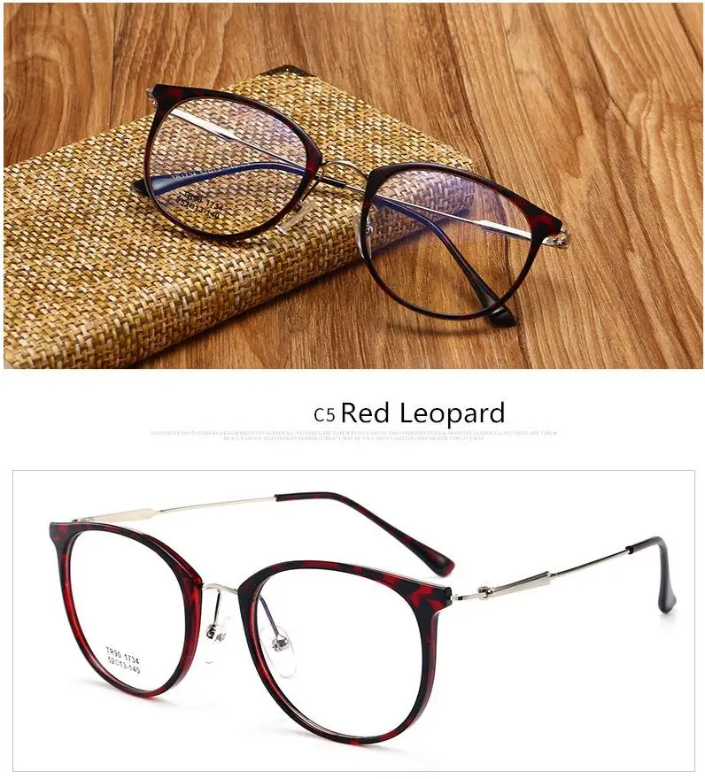 Ретро очки Рамка гибкий Ботан оптические очки рецепт украшения для очков Близорукость очки Рамка - Цвет оправы: C5 red leopard