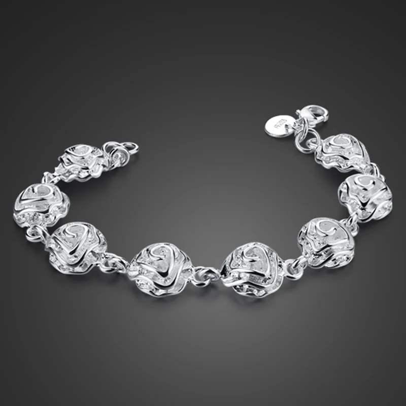 Solid 925 silver Charm Bracelets. Flower. Fit Bracelet Charm for Women Authentic Original Fine
