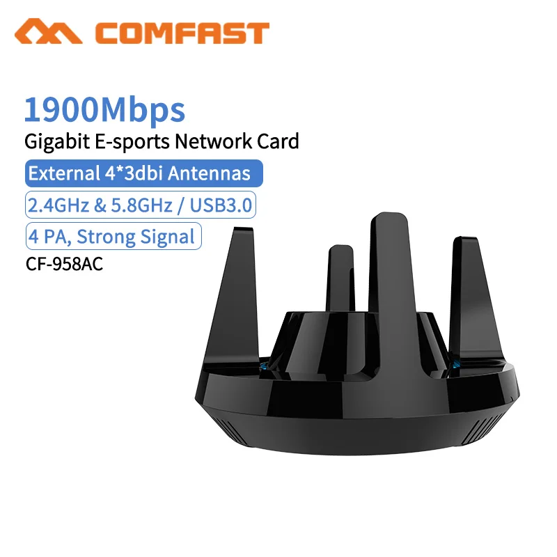 Comfast CF 958AC высокомощный PA Wi Fi адаптер 1900 Мбит/с Gigabit E Sports сетевая карта 2 4 ГГц + 5 8 USB 3