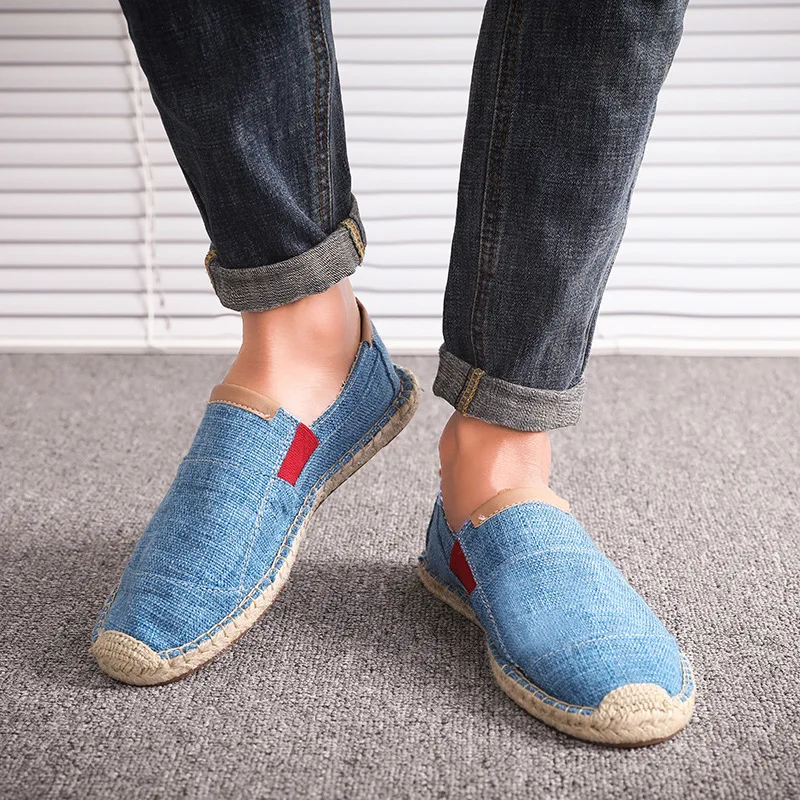 JINBEILEE Men's Solid Color Walking Shoes Comfortable Breathable Lightweight Sweat-absorbent Casual Linen Shoes Men