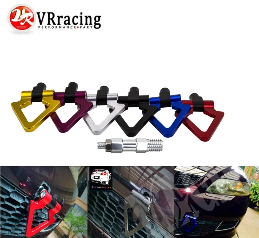 VR RACING Billet Aluminum Tow Hook F&R Triangle Ring Towing Hook For