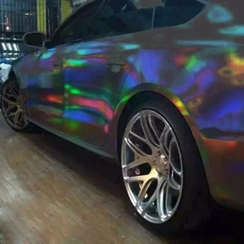 

HOHOFILM 1.49x20m Laser Chrome Holographic Car Wrap Film Auto Wrap Sticker With Bubble free air release 58''x65.6ft roll wholesa