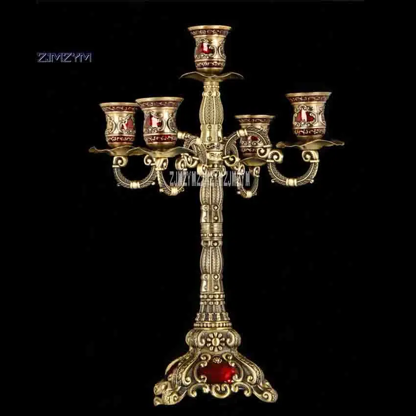 European Retro Luxury Alloy Five Head Bronze Decoration Candlestick Wedding Home Candlelight Dinner Hot Sale | Дом и сад