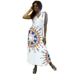 Новый стиль африканская женская одежда Дашики Мода Лето Тонкий и тонкий без рукавов шифоновое платье с принтом размер s-XXXL