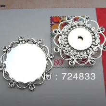 20 мм подвесные соединители филигранные основания цветок круглый кружевной ободок Лотки Кулон Настройки камеи посеребренный металлический пустой опт