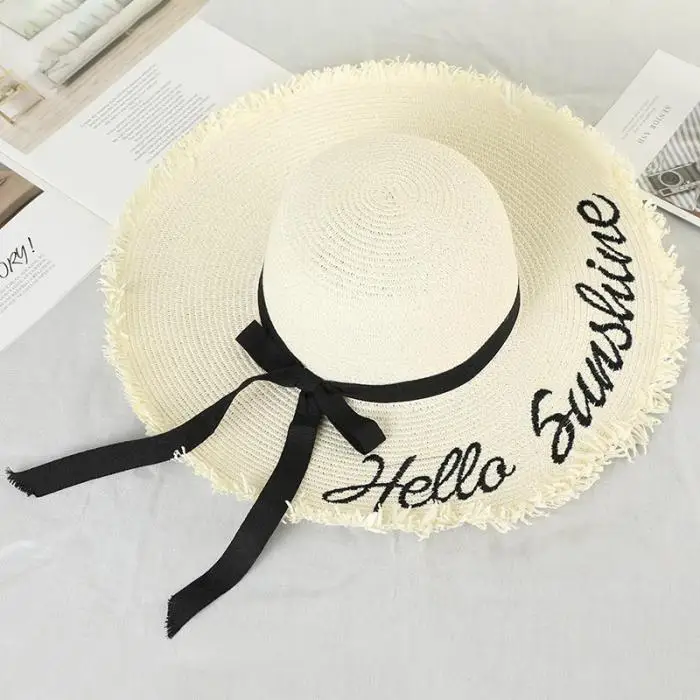 Плетеные шляпы от солнца соломенная шляпа черная лента связать шапки для женщин летние пляжные уличные B2Cshop