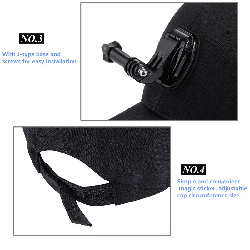 3 in1 Baseball Hat Adjustable Sun Cap Hat With J-Hook Buckle Mount For GoPro HERO 7 6 5 4 DJI OSMO Action Cameras Accessories (13)