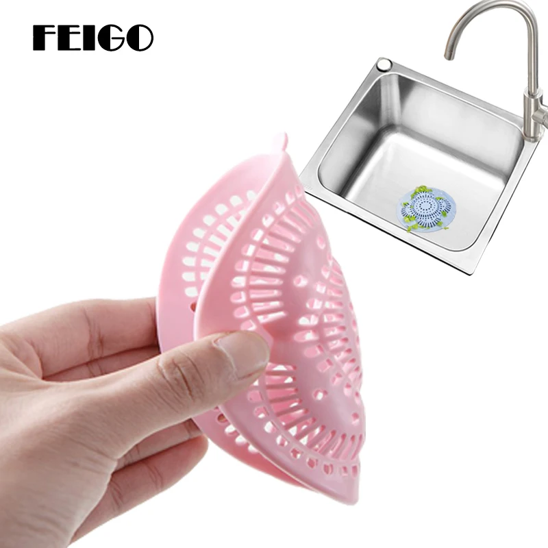 

FEIGO 1Pcs Bath Soft Sink Anti-Block Filter Mesh Drain Cover Pool Residual Filter Hair Filter Kitchen Bathroom Accessories F615