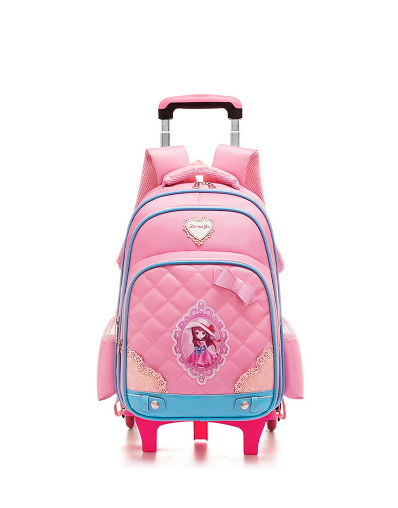 Children Trolley School Bags Mochilas 2/6 Wheels Trolley Luggage For Cartoon Girls backpack Escolar High Quality Schoolbag
