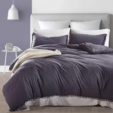 Fashion Sold Color Cotton Bedding Set with Ball Twin Queen King Size Duvet Cover Set Bed Cover 2pcs/3pcs Bed Linen