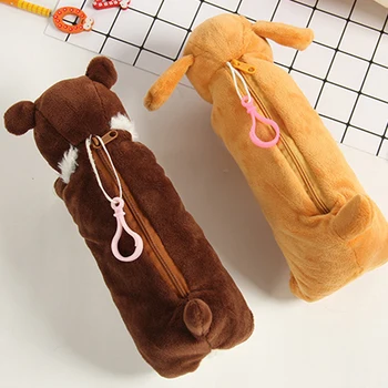 

FangNymph Cartoon Plush Pencil Case Kawaii Plush Dog Puppy School office supplies Pencil Bags For Kids Stationery Pencil Box