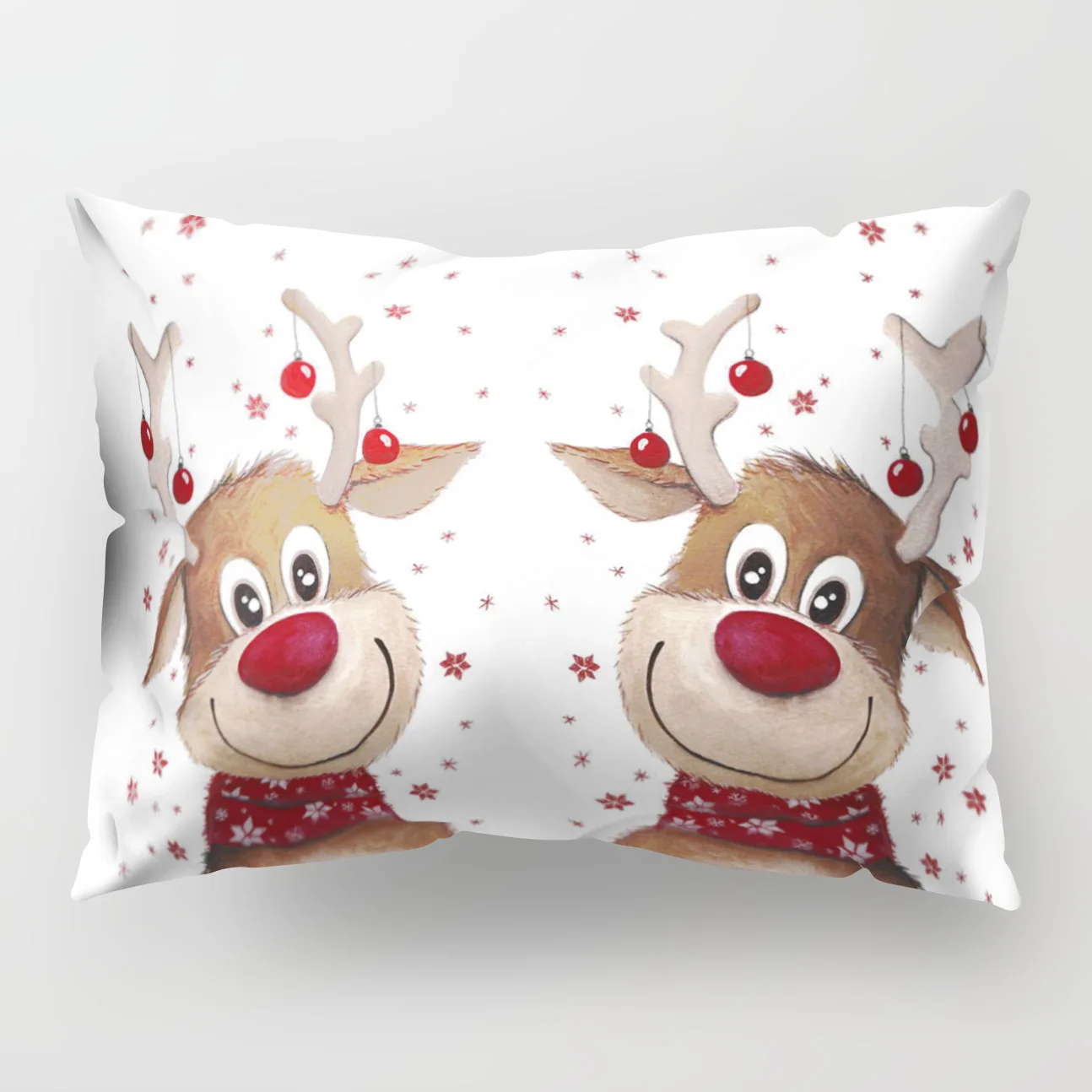 Nordic style Christmas Elk pattern polyester printed pillow cover Home cushion cover rectangular 50x30cm chair lumbar pillowcase