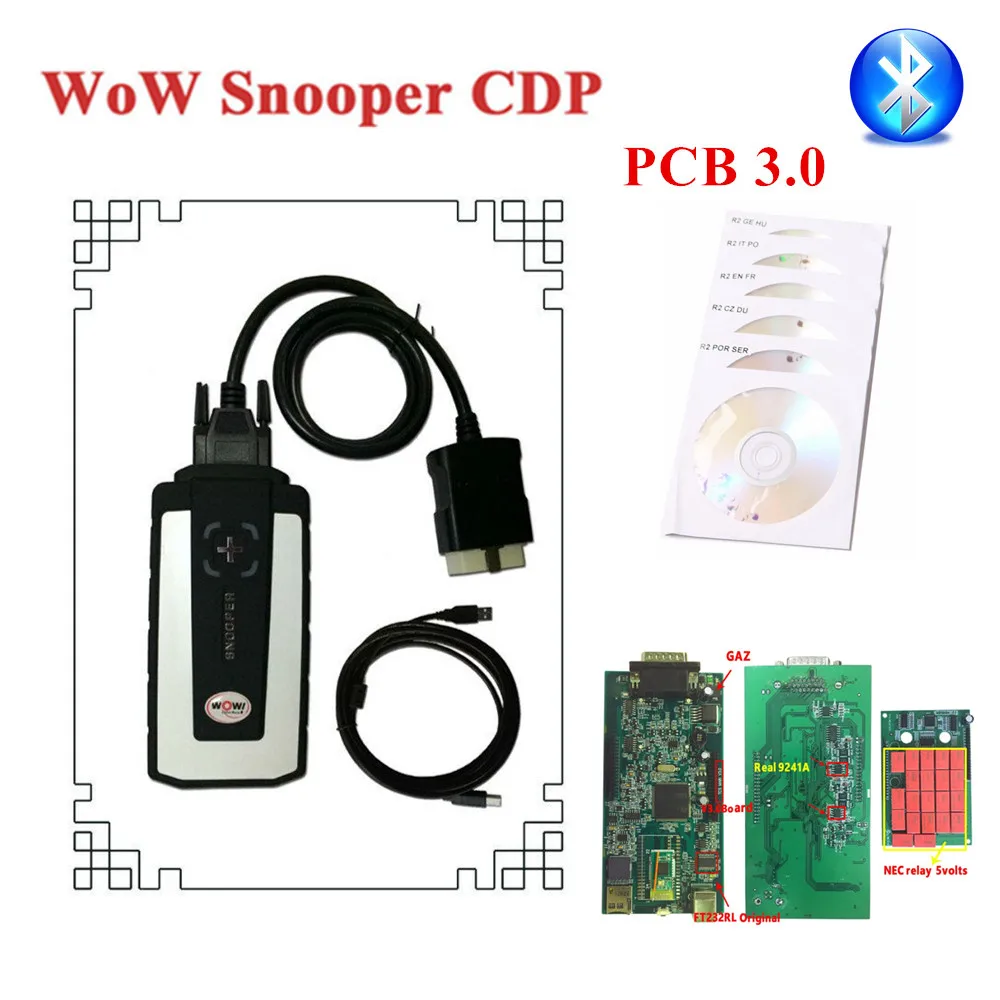 

V3.0 pcb wow cdp snooper with house case VD tcs CDP PRO plus with bluetooth 2015.1 version free active new vci
